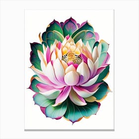 Lotus Flower, Buddhist Symbol Decoupage 2 Canvas Print