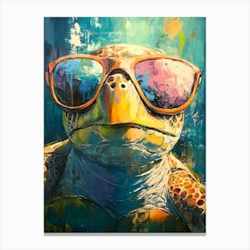 Sea Turtle In Sunglasses 4 Canvas Print