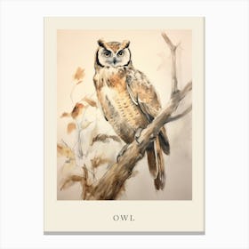 Beatrix Potter Inspired  Animal Watercolour Owl 2 Canvas Print