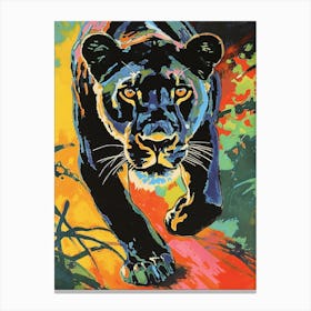 Black Lioness On The Prowl Fauvist Painting 3 Canvas Print