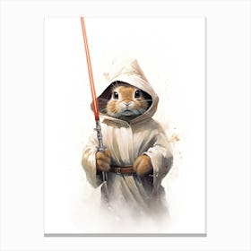 Bunny Rabbit As A Jedi Watercolour 2 Canvas Print