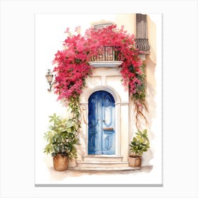 Cagliari, Italy   Mediterranean Doors Watercolour Painting 3 Canvas Print