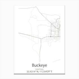 Buckeye,United States Minimalist Map Canvas Print