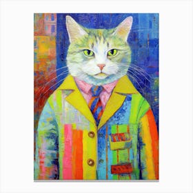 Cat Artistic Whiskers; Oil Brushed Beauty Canvas Print