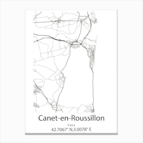 Canet En Roussillon,France Minimalist Map Canvas Print