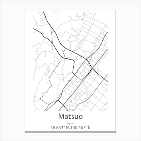 Matsuo,Japan Minimalist Map Canvas Print