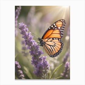 Monarch Butterfly On Lavender 1 Canvas Print