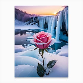 Rose In The Snow Canvas Print