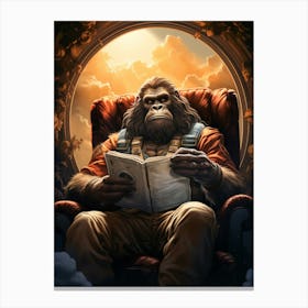 Ape Reading A Book Canvas Print