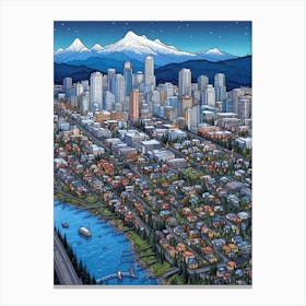 Vancouver Washington Pointillism 9 Canvas Print