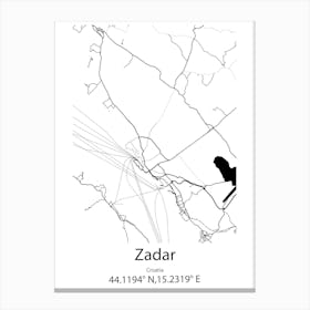 Zadar,Croatia Minimalist Map Canvas Print