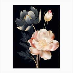 Flowers On A Black Background 20 Canvas Print