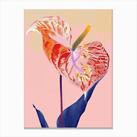 Colourful Flower Illustration Flamingo Flower 2 Canvas Print