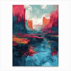 Abstract Landscape Painting | Pixel Art Series 1 Canvas Print