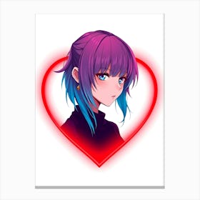 Anime Girl In A Heart Canvas Print