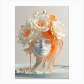 Woman With Flower Hat Canvas Print