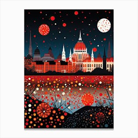 Budapest, Illustration In The Style Of Pop Art 3 Canvas Print