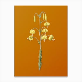 Vintage Lilium Pyrenaicum Botanical on Sunset Orange Canvas Print