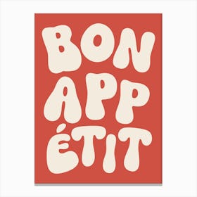 Bon Appetit - White & Red Canvas Print