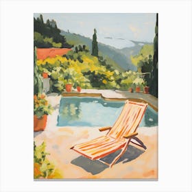 Sun Lounger By The Pool In Tuscany Italy 4 Canvas Print