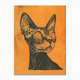 Cornish Rex Cat Linocut Blockprint 7 Canvas Print