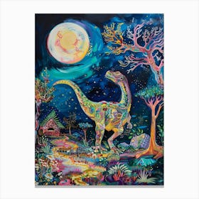 Colourful Dinosaur Painting Landscape 3 Canvas Print