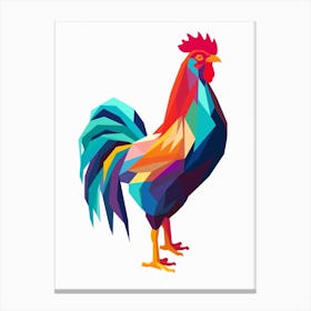 Colourful Geometric Bird Rooster 1 Canvas Print
