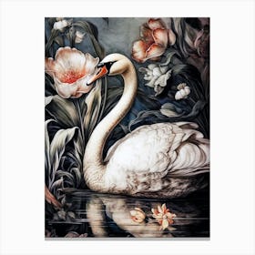 Swan In Water animal Canvas Print