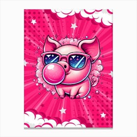 Pink Pig In Sunglasses Canvas Print