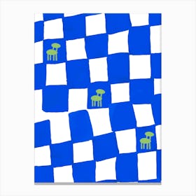 Checkered Blue And Chair Canvas Print