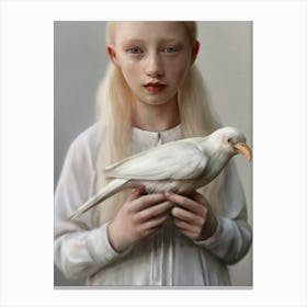 Girl With Bird Canvas Print