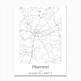 Ploermel,France Minimalist Map Canvas Print