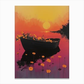 Boat At Sunset Canvas Print