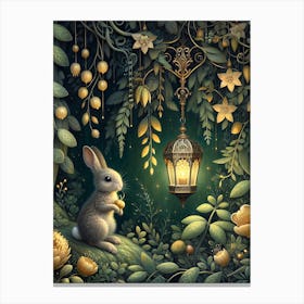 Rabbit In The Enchanted Secret Garden 3 Canvas Print