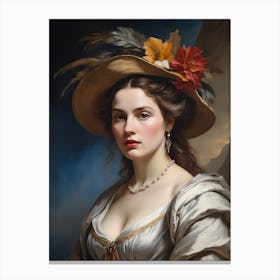 Elegant Classic Woman Portrait Painting (21) Canvas Print