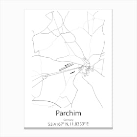 Parchim,Germany Minimalist Map Canvas Print