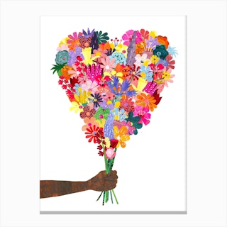 Giving Flowers Of Love Canvas Print