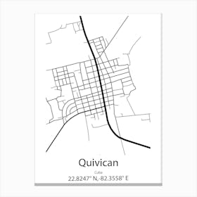 Quivican,Cuba Minimalist Map Canvas Print