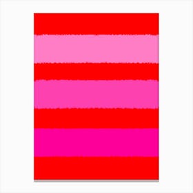 Pink And Red Painterly Stripes Canvas Print