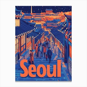 Aihrgdesign A 1970s Inspired Travel Poster For Seoul 4 Canvas Print