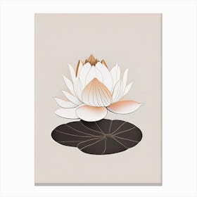 Blooming Lotus Flower In Pond Retro Minimal 3 Canvas Print