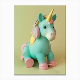 Toy Unicorn With Headphones Canvas Print