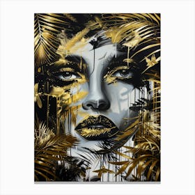 Gold And Black 123 Canvas Print