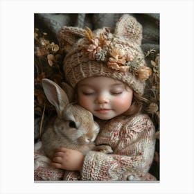 Little Girl With A Bunny 1 Canvas Print