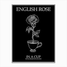English Rose In A Cup Line Drawing 4 Poster Inverted Canvas Print