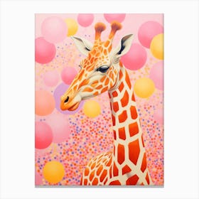 Dotwork Giraffe Portrait Pink Canvas Print