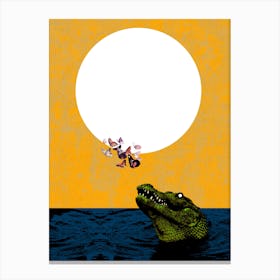 Crocodile and Butterflies Canvas Print