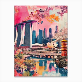 Singapore   Retro Collage Style 3 Canvas Print