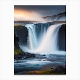 Goðafoss, Iceland Realistic Photograph (3) Canvas Print