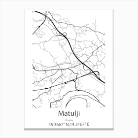 Matulji,Croatia Minimalist Map Canvas Print